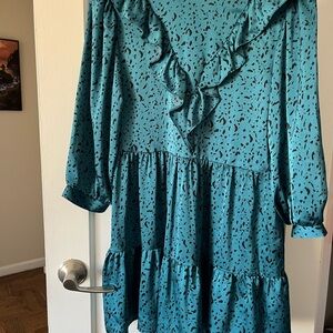 Zara Teal Dress with Black Accents